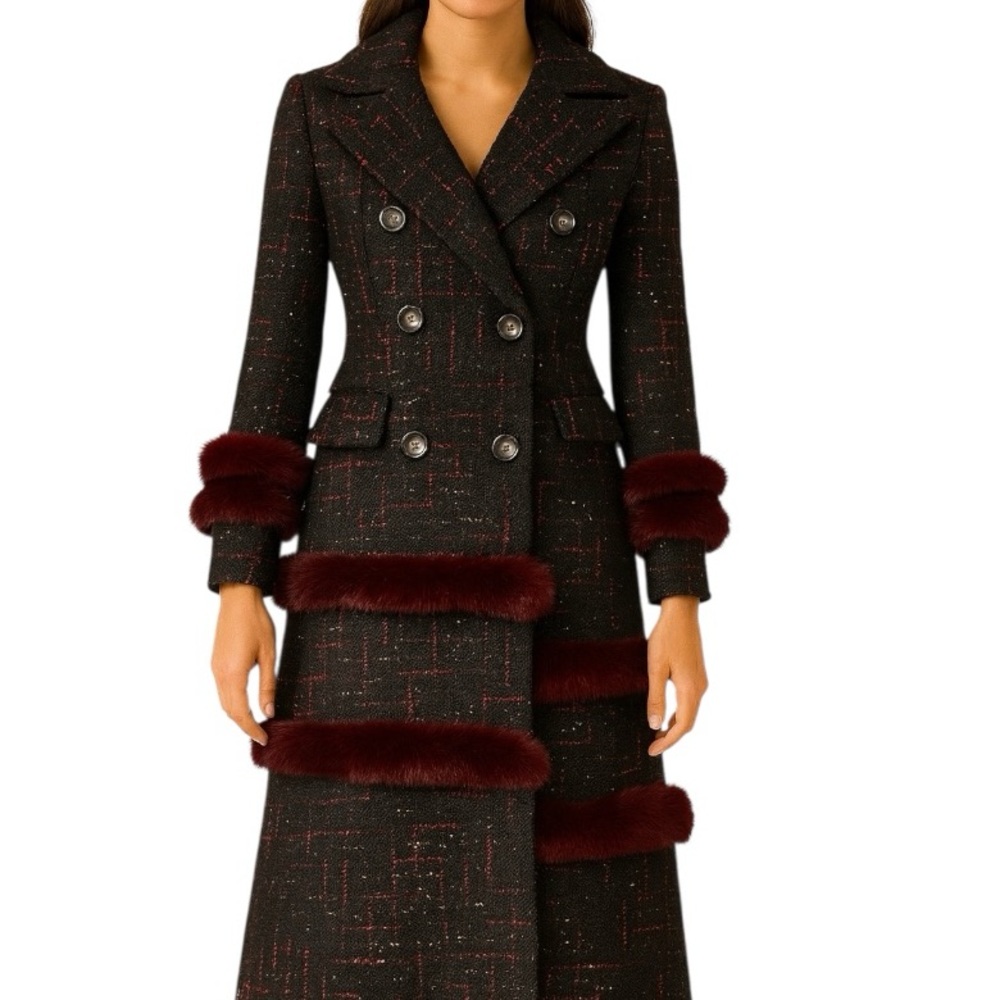 Gorgeous Fur Trim Tweed Long Jacket The Iphigenyah - Picture 2 of 13